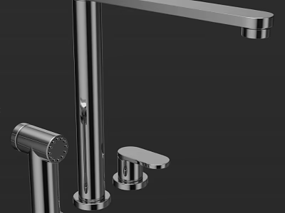 Modern Chrome Kitchen Faucet With Pull Out Sprayer And Single Handle Design 3d model