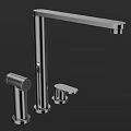 Modern Chrome Kitchen Faucet With Pull Out Sprayer And Single Handle Design 3d model