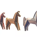 Geometric Horse Sculptures Origami Style Silver Gold Rose Gold Metallic Decorative Art