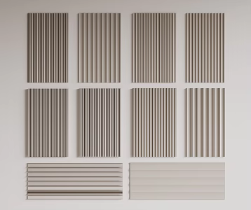 Modern Great Wall Board Grille Board Wall Panel Wood veneer Line Background Wall Wave Board Wall Decoration Pendant 3d model