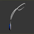 Sparkling White Chain Necklace With Blue Heart Shaped Pendant And Silver Border