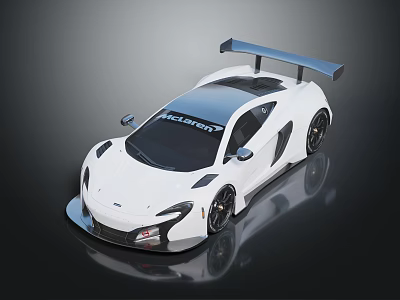 White Sports Car With Sleek Aerodynamic Body And Large Rear Wing Design 3d model