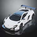 White Sports Car With Sleek Aerodynamic Body And Large Rear Wing Design