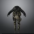 Man Wearing Tactical Vest With Pouches Dark Hoodie And Camouflage Pants