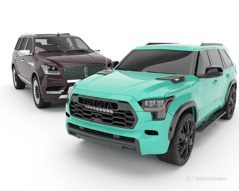 Two Modern SUVs In Teal And Dark Brown With Sleek Exterior Design 3d model 