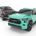 Two Modern SUVs In Teal And Dark Brown With Sleek Exterior Design