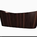 Modern Curved Wooden Bathtub With Vertical Strips For Contemporary Bathroom Interior