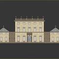 Scenic Classical Building Exterior With Beige Walls Gray Roofs Multiple Windows And Decorative Details