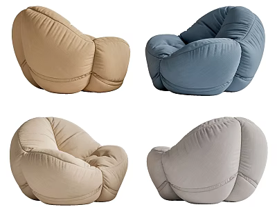 Puffy Bean Bag Chairs in Various Colors for Cozy Living Room Seating 3d model