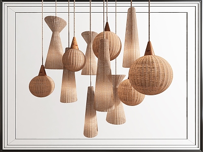 Southeast Asia Woven Chandelier Lantern Decoration Chandelier Rattan Chandelier Bamboo Chandelier 3d model