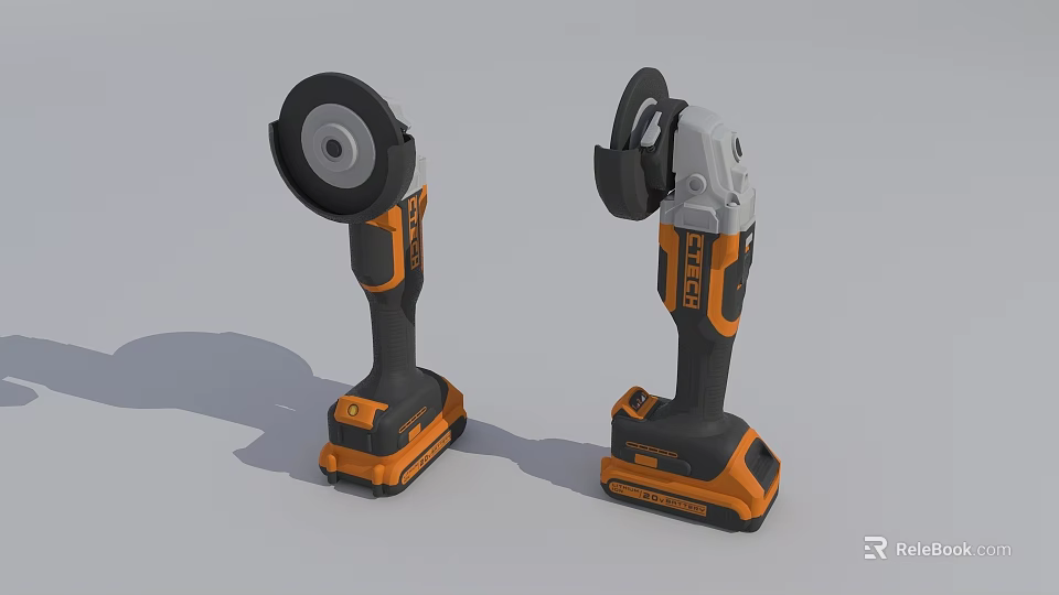 Industrial Power Tools Cordless Angle Grinders With WORX Brand Orange Black Design 3d model 