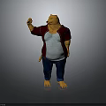 Man In Red Plaid Shirt White Tank Top Blue Jeans Standing With Raised Right Hand