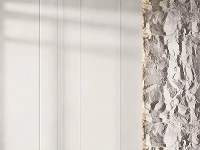 Modern Background Wall Design With Smooth White Panels And Textured Stone Surface 3d model