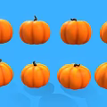 Halloween Festive Pumpkins With Various Creative Facial Expressions On Blue Background