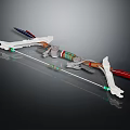 Decorative Bow And Arrow Model With White Arms Red Accents Detailed String Components 3d model