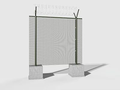 Architectural Mesh Component With Concrete Base And Metal Support Frame 3d model