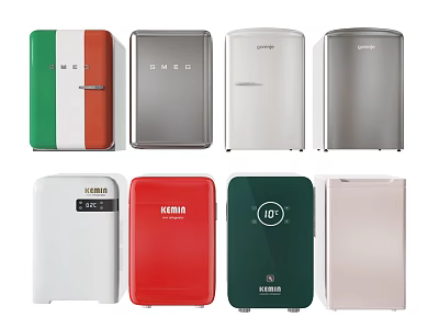 Stylish Compact Refrigerators With Various Colors Modern Designs And Different Styles 3d model