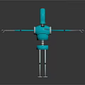 Blue Mechanical Robot With Extended Arms Red Top And Silver Hands