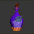 Colorful Poison Bottle With Red Cork Stopper Purple Blue Gradient And Green Leaf