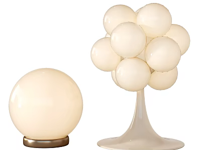 Modern Table Lamps With White Spherical Shades Brass Base And Multi Ball Design 3d model