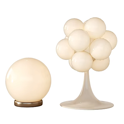 Modern Table Lamps With White Spherical Shades Brass Base And Multi Ball Design 3d model