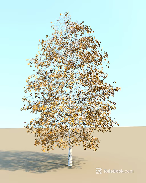 Golden Leaf Arbor with Autumn Foliage Against Blue Sky and Ground Surface 3d model 