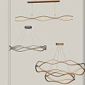 Modern Wavy Pendant Chandeliers with Curved LED Illumination and Gold Silver Finishes