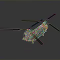 Detailed Large Military Helicopter Model With Black Rotors And Blue Metallic Fuselage