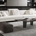 Modern Living Space White Sofa And Coffee Table Set With Floor Lamp And Large Window