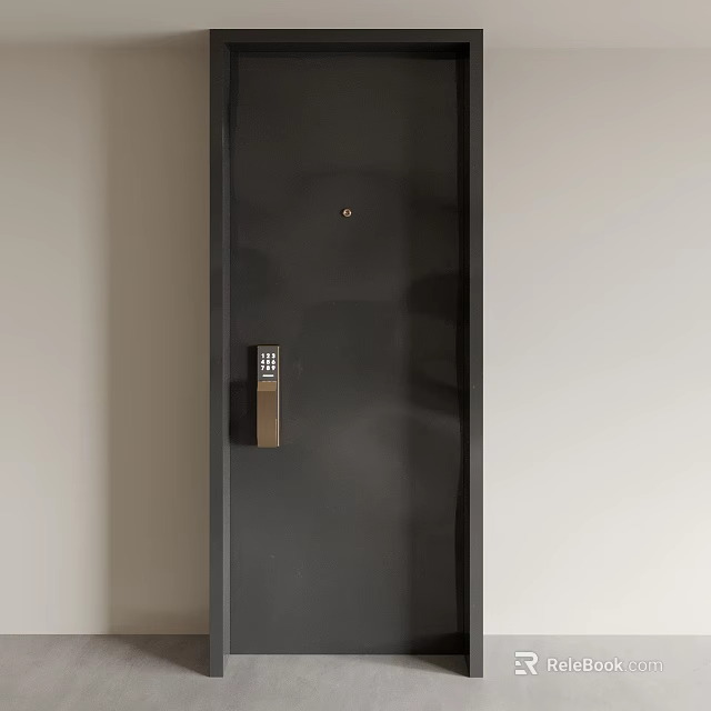 Modern Steel Security Door Design With Secure Lock And Black Finish 3d model 