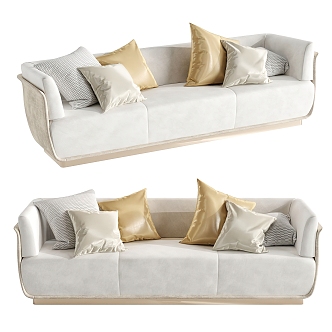 Double sofa fabric double sofa fabric pillow 3d model