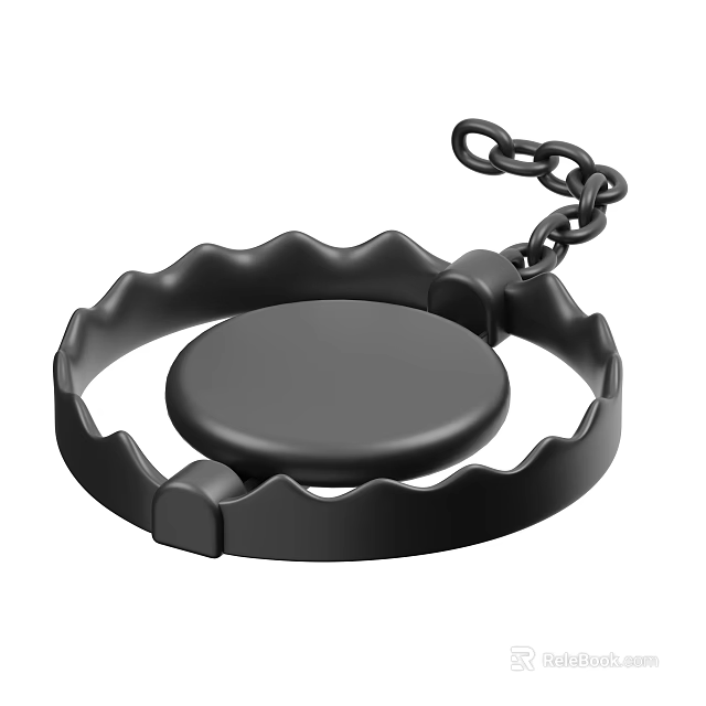 Industrial Heavy Duty Trap With Black Metal Serrated Edges Circular Base And Chain 3d model 
