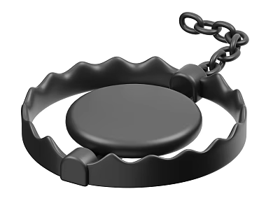 Industrial Heavy Duty Trap With Black Metal Serrated Edges Circular Base And Chain 3d model