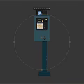 Blue Pole Mounted Solar Powered Outdoor Commercial Device With Panels And Display Screen