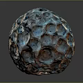 Unique Wooden Stone Sphere With Intricate Pockmarked Surface And Mixed Color Tones