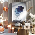 Decorative Ornaments Set With Bunny Figurine Candles Vase Artwork And Plants For Modern Home Decor