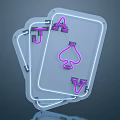 Pink Neon Decorative Lights Featuring Ace Jack King Playing Cards White Frames Dark Blue Background 3d model