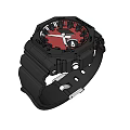 Modern Black Strap Watch With Red Dial Octagonal Case Black Hands And Roman Numerals 3d model
