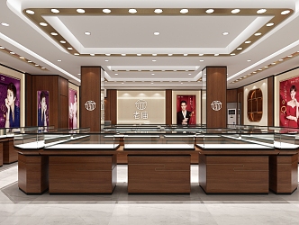 Modern Jewelry Store Old Temple Gold 3d model