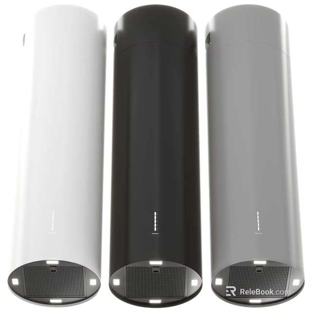 Three Modern White Black and Gray Cylindrical Kitchen Appliances With Sleek Design 3d model 