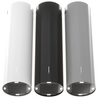Three Modern White Black and Gray Cylindrical Kitchen Appliances With Sleek Design 3d model