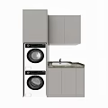Modern Bathroom Cabinet Frame With Washer Dryer Sink And Storage Cabinets
