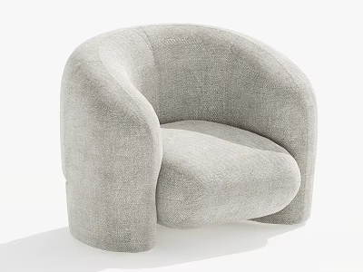 Light Gray Modern Single Sofa With Rounded Arms And Comfortable Fabric Design 3d model