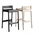 Black And Beige Modern Minimalist Bar Stools With Backrest And Stable Structure 3d model
