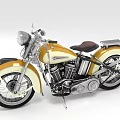 Vintage Yellow and White Motorcycle with Round Headlight Black Seat and Chrome Accents