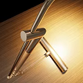 Modern Metal Desk Lamp With Flexible Arm On Wooden Table Warm Light Illumination
