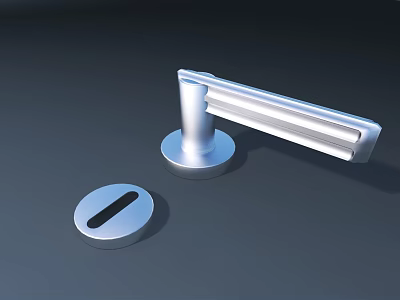 Modern Silver Metal Door Handle Design Featuring Stylish Base And Components 3d model