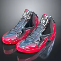 Modern Red And Black Shiny Sneakers With Reflective Upper For Daily Wear
