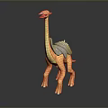 Yellow Dinosaur Toy With Long Neck And Grey Back Standing On Black Background With Reflection