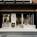 Modern Cafe With Streetfront Outdoor Seating Bar Counter And Morning Coffee Sign